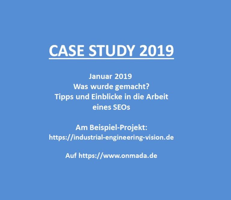 CASE STUDY 2019 Januar Planung und Umsetzung